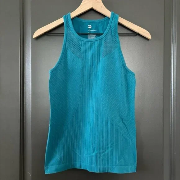 All in Motion Seamless Ribbed High Neck Laser Cut Active Workout Tank Top XS - Picture 2 of 6